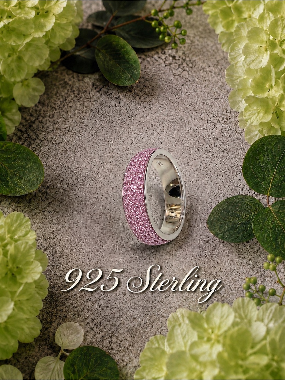 RESTOCKED❤️Sterling Silver Lite Rose Swarovski Pavé Band Ring - 925 Sterling